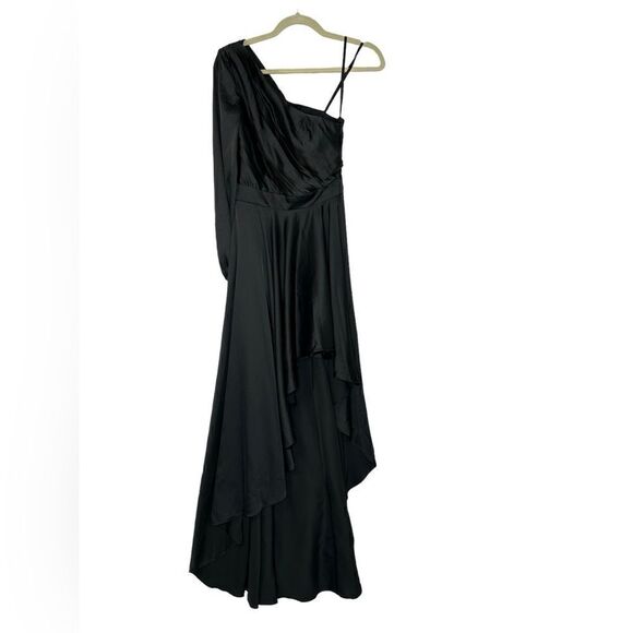 Mac Duggal 49141 Black High Low One Shoulder Gown | Size 2 - Picture 5 of 11